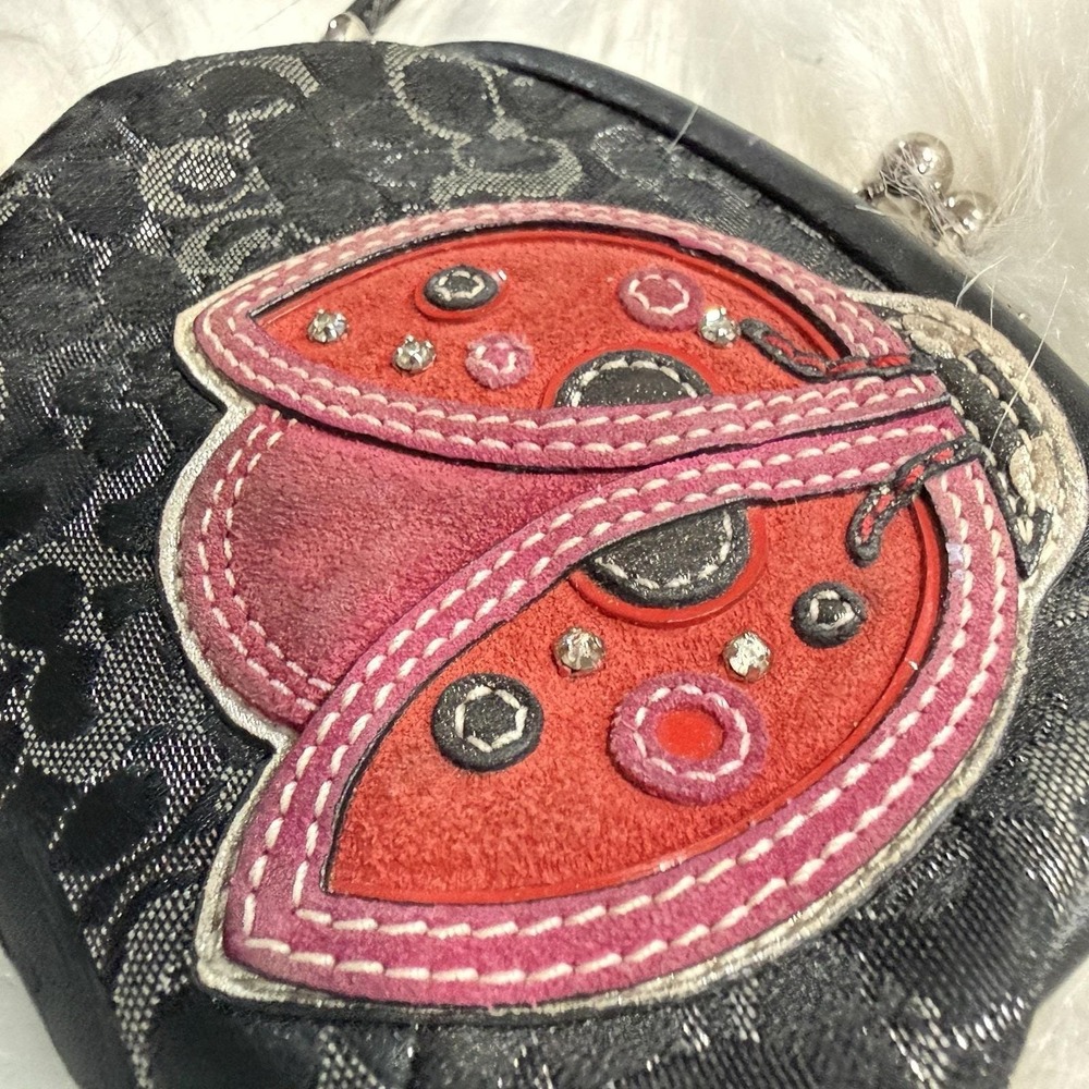 Extremely Rare Optic Lurex Coach Ladybug Wristlet - Picture 3 of 8